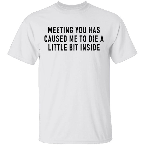 Meeting You Has Caused Me To Die A Little Bit Inside T-Shirt CustomCat