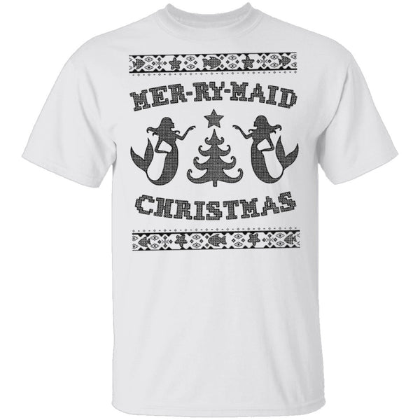 Mer-Ry-Maid Christmas T-Shirt CustomCat