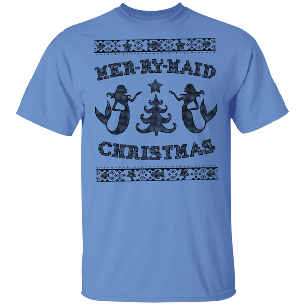 Mer-Ry-Maid Christmas T-Shirt CustomCat