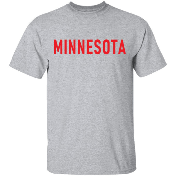 Minnesota Red Font T-Shirt CustomCat