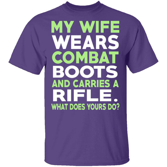 My Wife Wears Combat Boots T-Shirt CustomCat