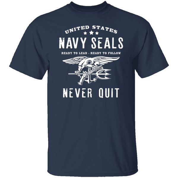 Navy Seals Never Quit T-Shirt CustomCat