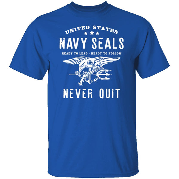 Navy Seals Never Quit T-Shirt CustomCat