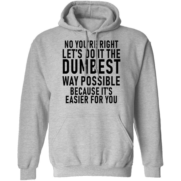 No You're Right Let's Do It The Dumbest Way Possible Because It's Easier For You T-Shirt CustomCat