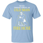 Old Man With A Fire Hose T-Shirt CustomCat