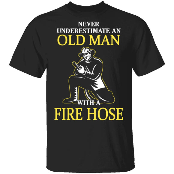 Old Man With A Fire Hose T-Shirt CustomCat
