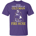 Old Man With A Fire Hose T-Shirt CustomCat
