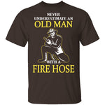 Old Man With A Fire Hose T-Shirt CustomCat