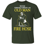 Old Man With A Fire Hose T-Shirt CustomCat
