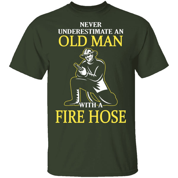 Old Man With A Fire Hose T-Shirt CustomCat