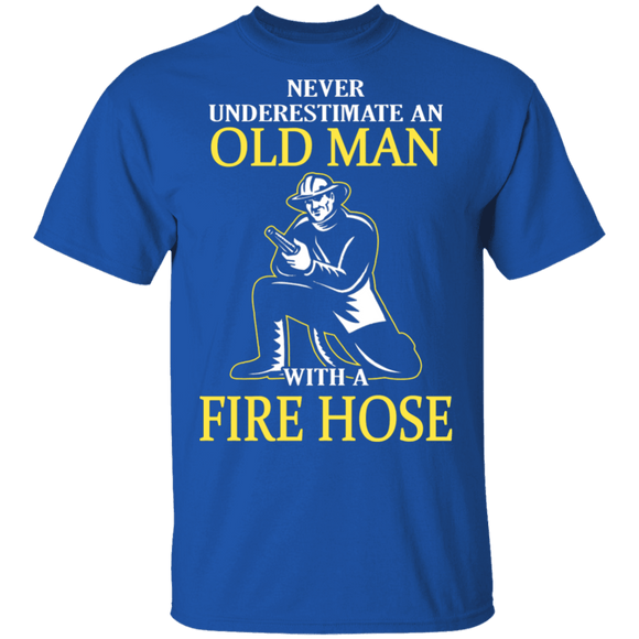 Old Man With A Fire Hose T-Shirt CustomCat