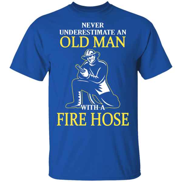 Old Man With A Fire Hose T-Shirt CustomCat