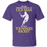 Old Man With A Tennis Racket T-Shirt CustomCat