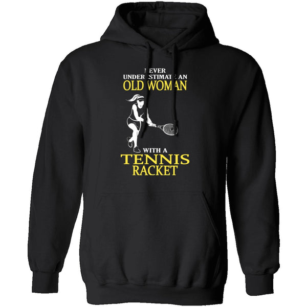 Old Woman With A Tennis Racket T-Shirt CustomCat