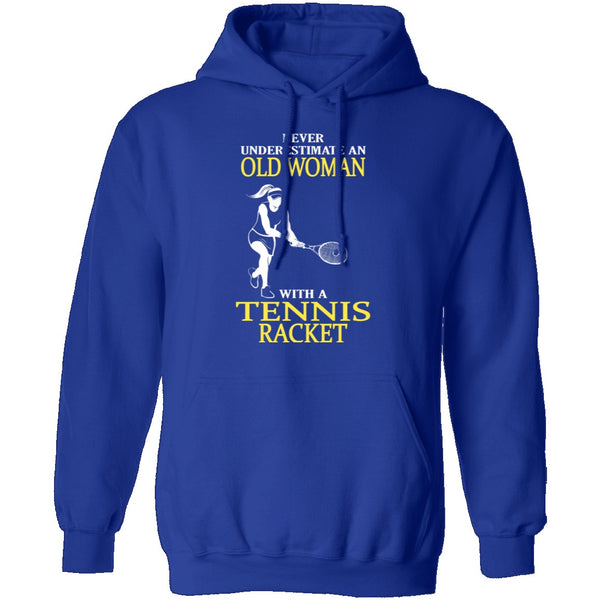 Old Woman With A Tennis Racket T-Shirt CustomCat