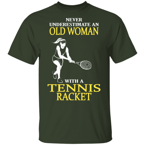 Old Woman With A Tennis Racket T-Shirt CustomCat