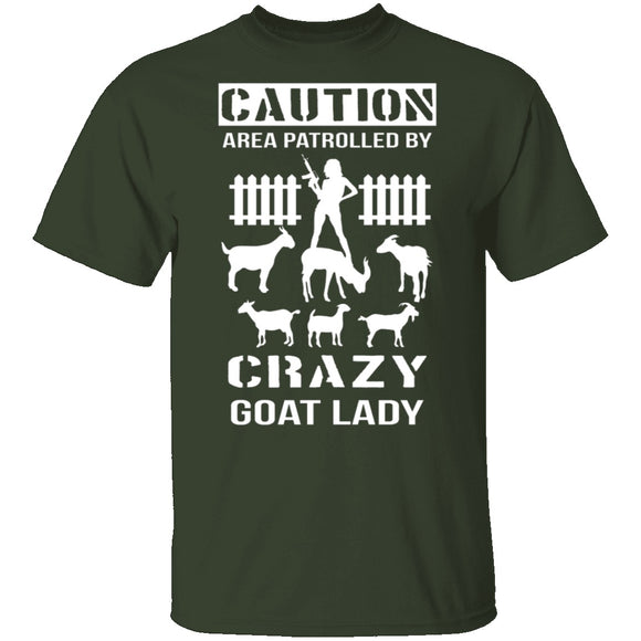 Patrolled By Crazy Goat Lady T-Shirt CustomCat