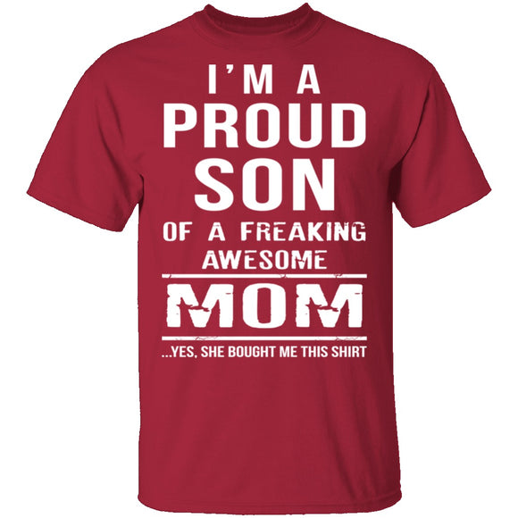 Proud Son Of An Awesome Mom T-Shirt CustomCat