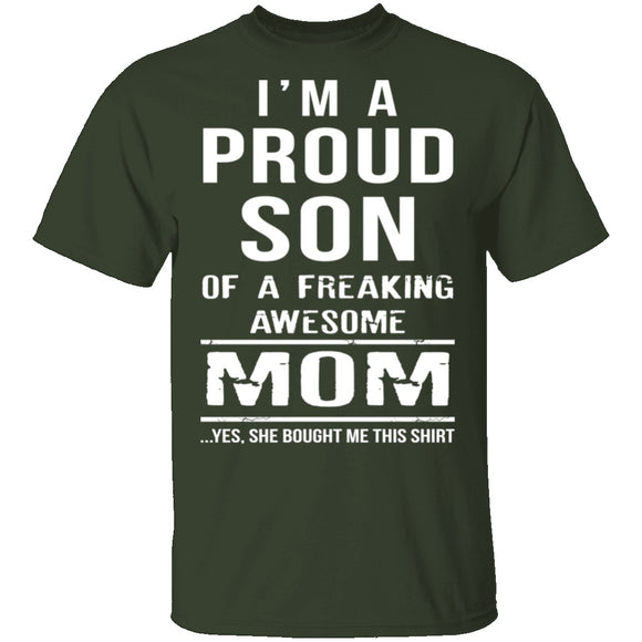 Proud Son Of An Awesome Mom T-Shirt CustomCat