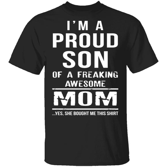 Proud Son Of An Awesome Mom T-Shirt CustomCat