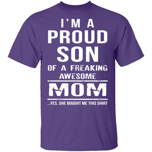Proud Son Of An Awesome Mom T-Shirt CustomCat