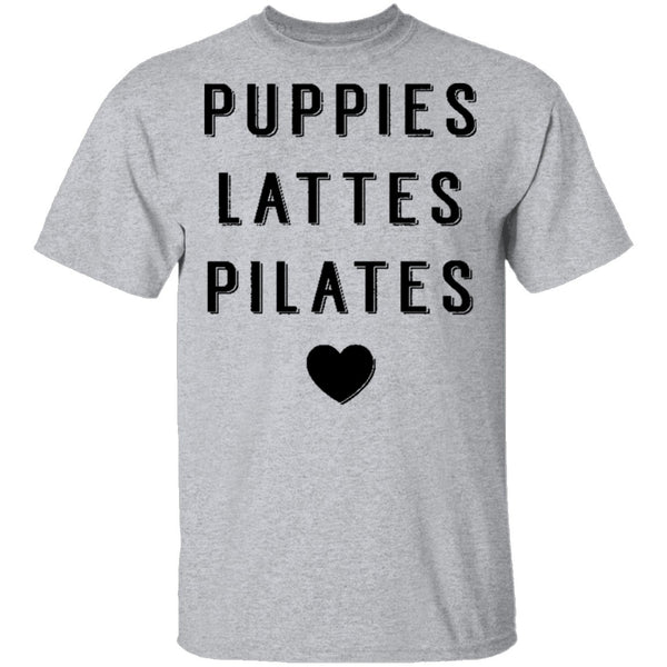 Puppies Lattes Pilates T-Shirt CustomCat