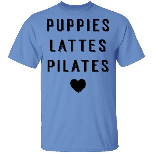 Puppies Lattes Pilates T-Shirt CustomCat