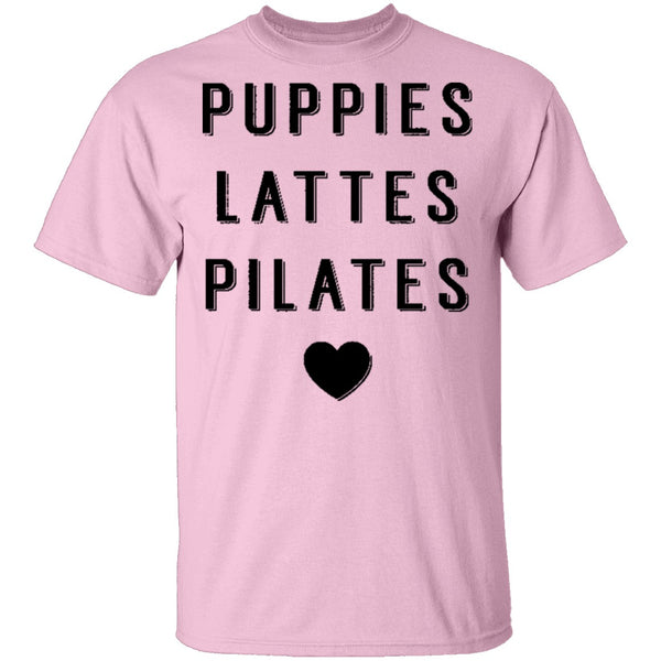 Puppies Lattes Pilates T-Shirt CustomCat