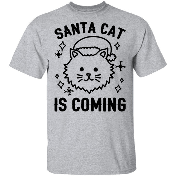 Santa Cat Is Coming T-Shirt CustomCat