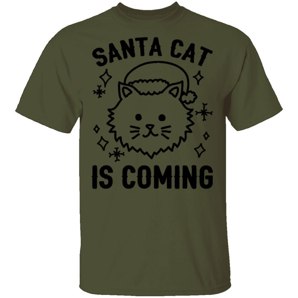 Santa Cat Is Coming T-Shirt CustomCat