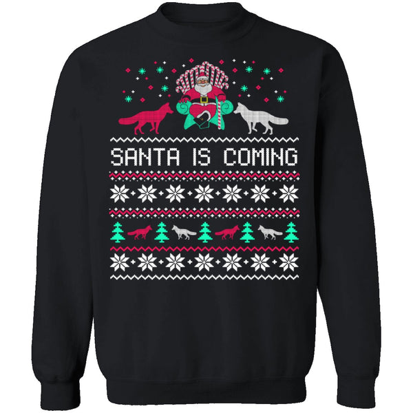 Santa Is Coming Ugly Christmas Sweater CustomCat