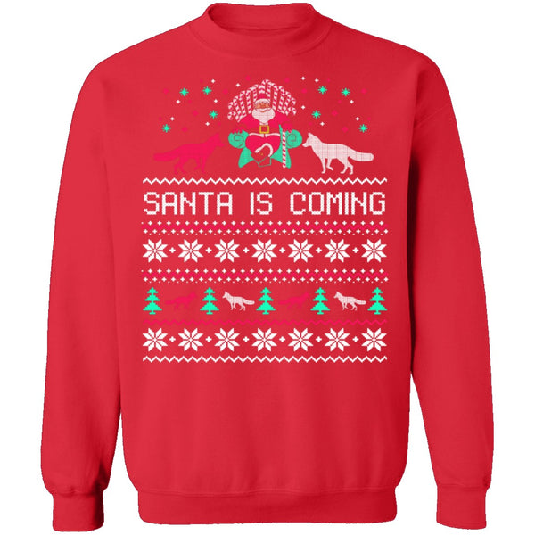 Santa Is Coming Ugly Christmas Sweater CustomCat