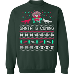 Santa Is Coming Ugly Christmas Sweater CustomCat