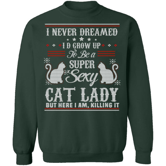 Sexy Cat Lady Ugly Christmas Sweater CustomCat