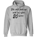 She Still Puts Up With Me After 20 Years T-Shirt CustomCat