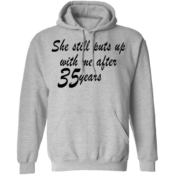 She Still Puts Up With Me After 35 Years T-Shirt CustomCat