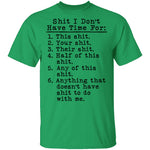 Shit I Don't Have Time For List T-Shirt CustomCat