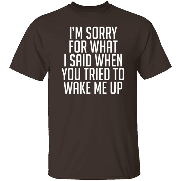 Sorry For What I Said When You Tried To Wake Me Up T-Shirt CustomCat