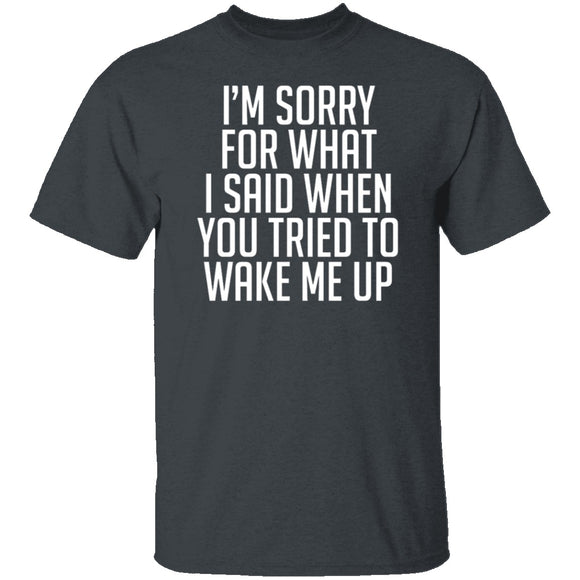 Sorry For What I Said When You Tried To Wake Me Up T-Shirt CustomCat