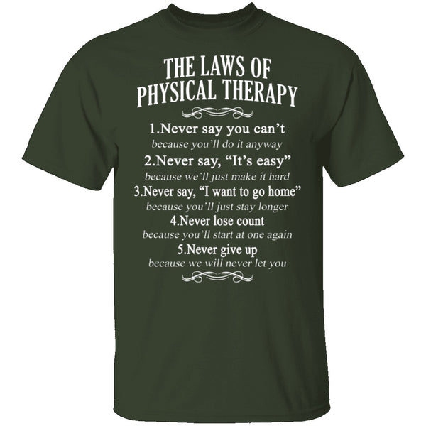 The Laws Of Physical Therapy T-Shirt CustomCat