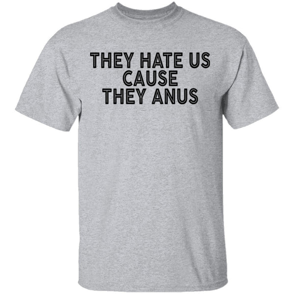 They Hate Us Cause They Anus T-Shirt CustomCat