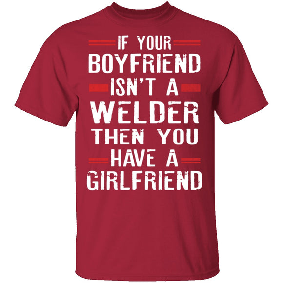 Welder Boyfriend T-Shirt CustomCat