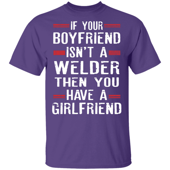 Welder Boyfriend T-Shirt CustomCat