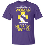 Woman With A Nursing Degree T-Shirt CustomCat