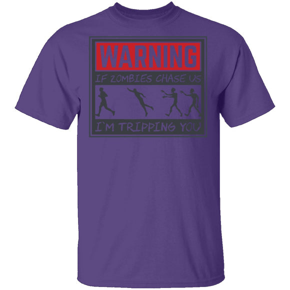 Zombie Chase Warning T-Shirt CustomCat