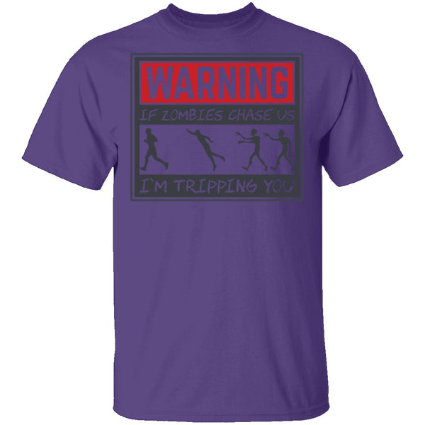 Zombie Chase Warning T-Shirt CustomCat