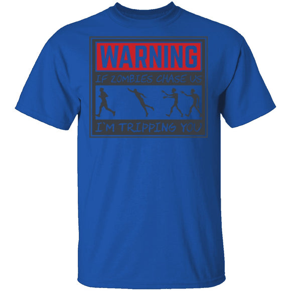 Zombie Chase Warning T-Shirt CustomCat