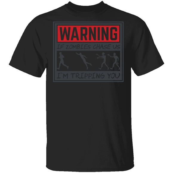 Zombie Chase Warning T-Shirt CustomCat