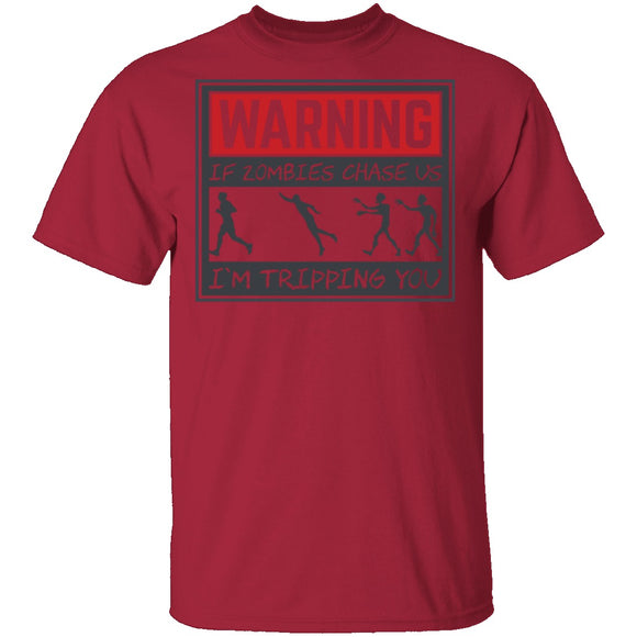 Zombie Chase Warning T-Shirt CustomCat