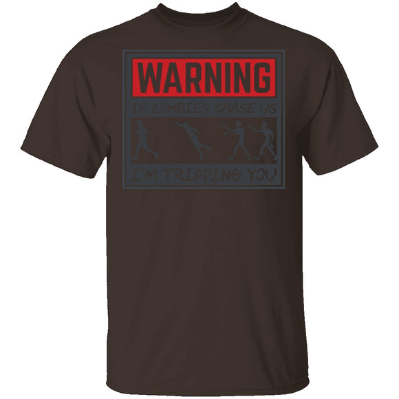 Zombie Chase Warning T-Shirt CustomCat